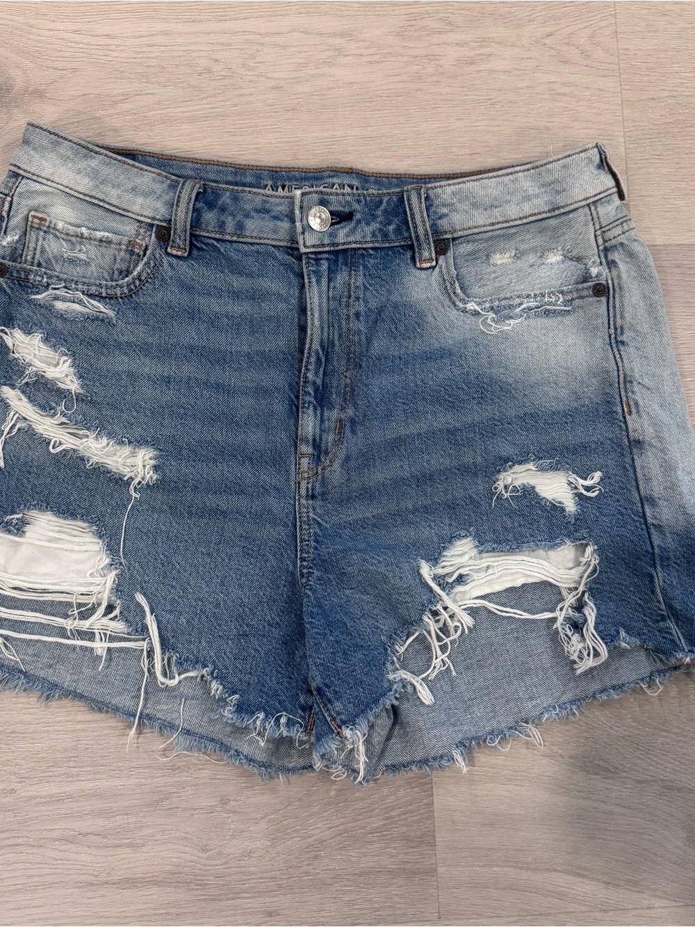 American Eagle Outfitters Light Blue Distressed Denim Shorts